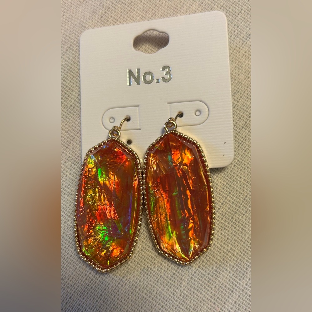 No. 3 brand Iridescent Orange Dangle Earrings